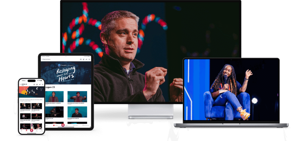 Multiple devices showing screenshots of the KCC One app.