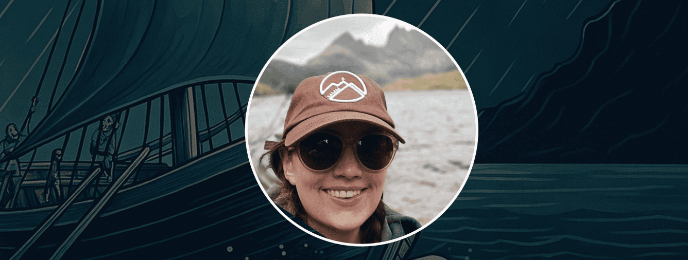 Woman smiling with sunglasses and cap near water, promoting Katoomba Christian Convention in Australia.