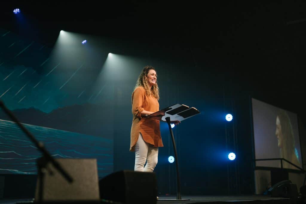 Fear Not at KEC 2026 - Katoomba Christian Convention event featuring a speaker delivering a message of faith and encouragement.