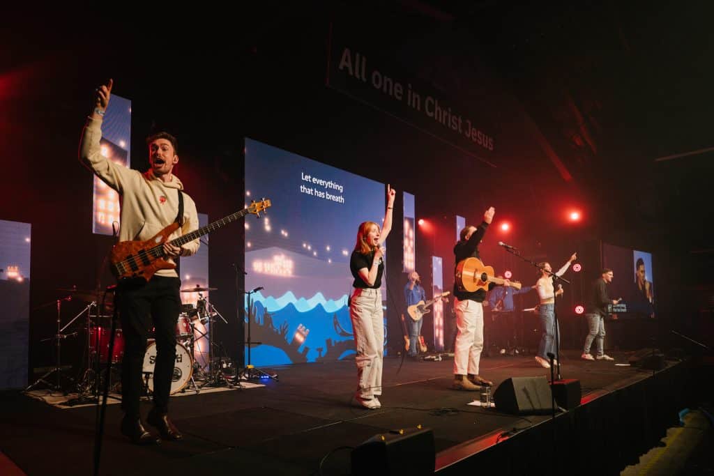 KYCK 26 Draft worship team performing on stage at Katoomba Christian Convention.